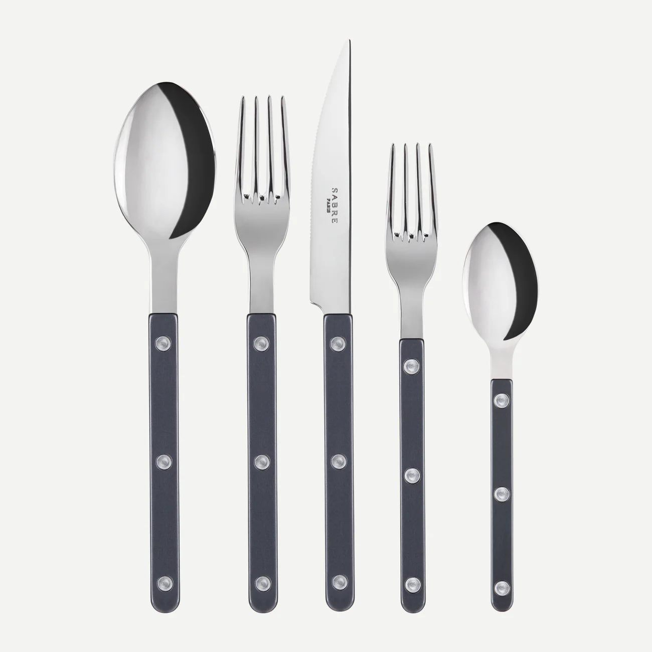 Dark Grey Bistrot Pearly Flatware | 5 Piece Set