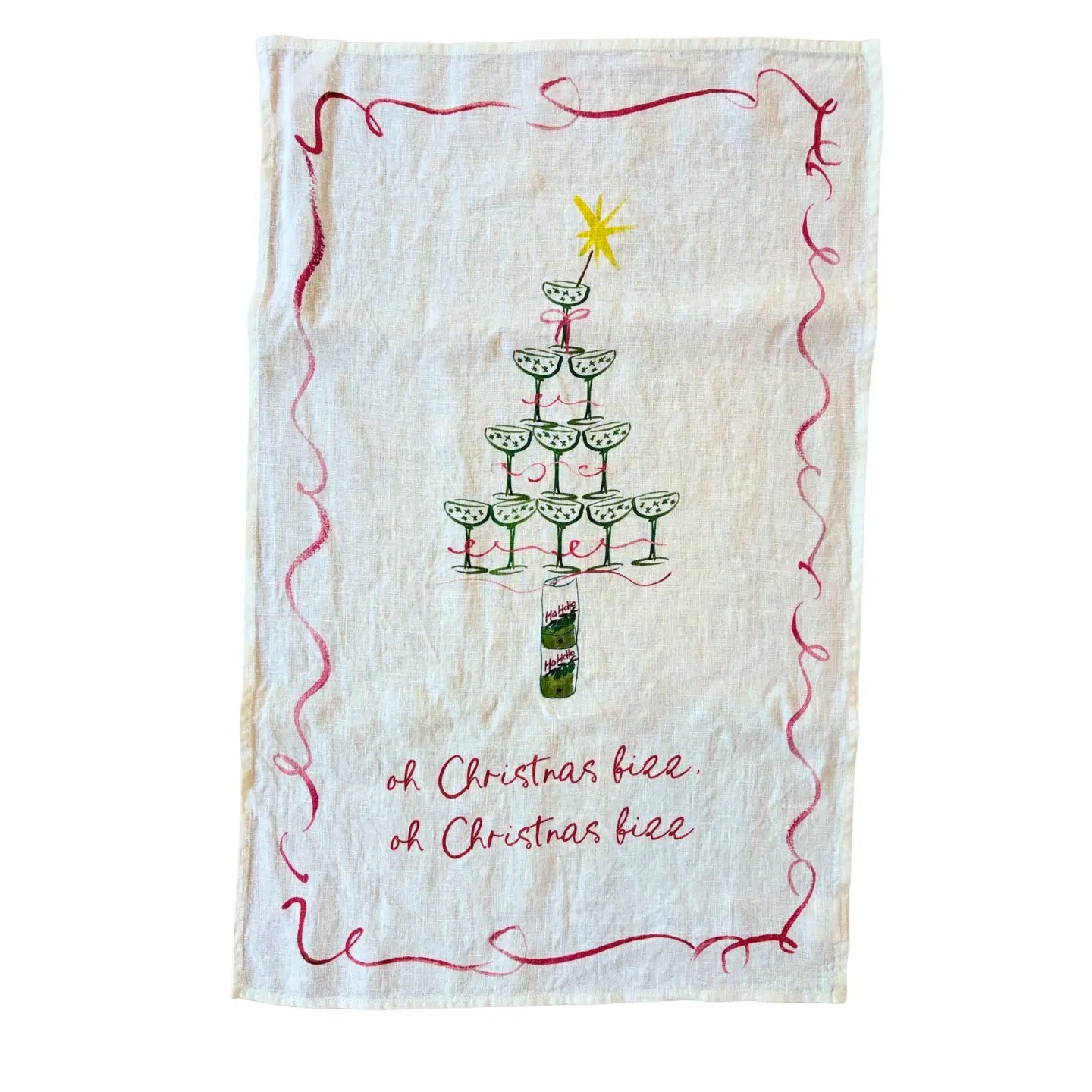 Oh Christmas Fizz Tea Towel