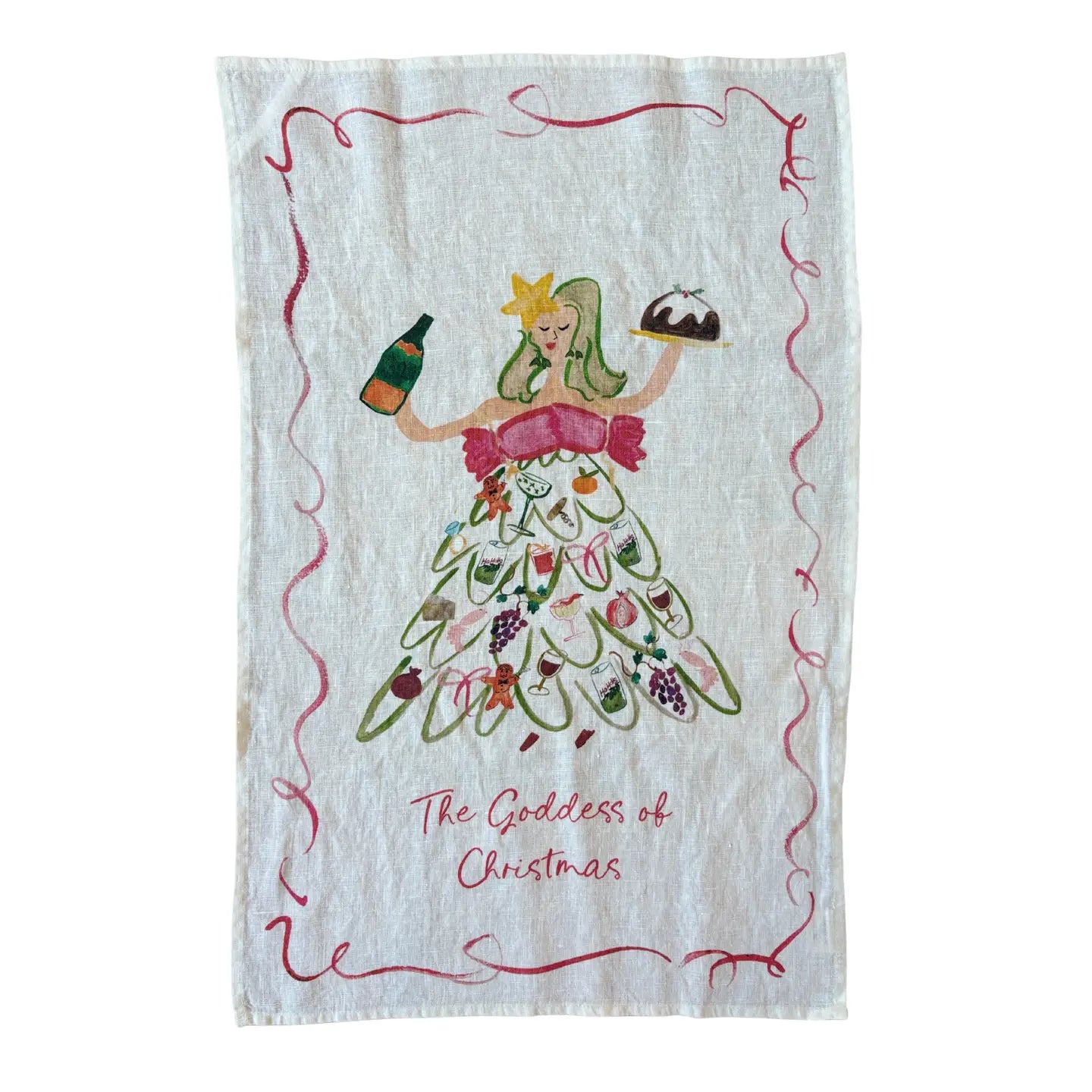 The Goddess of Christmas Tea Towel