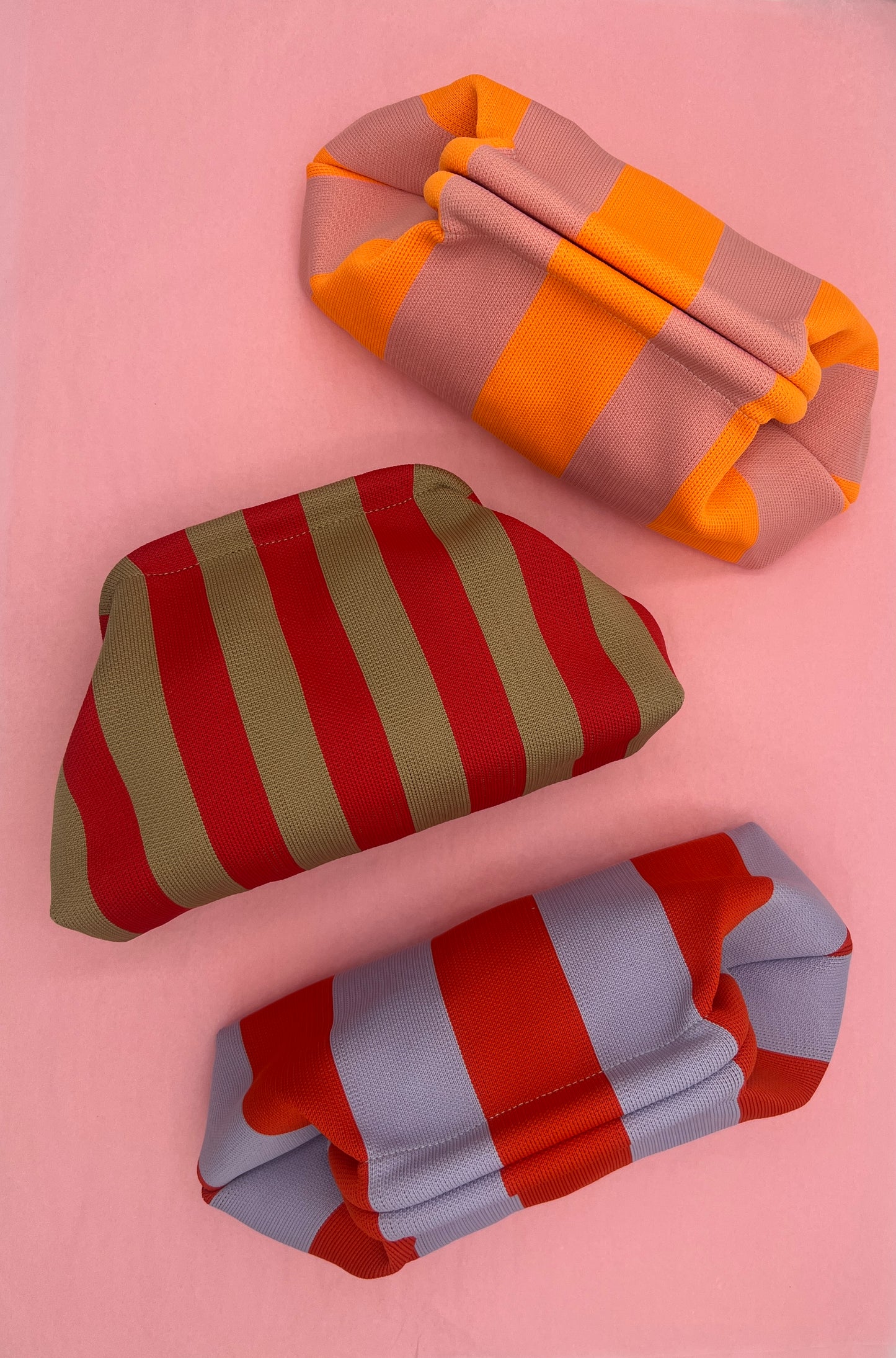 LC Stripes Clutch in Red + Tan