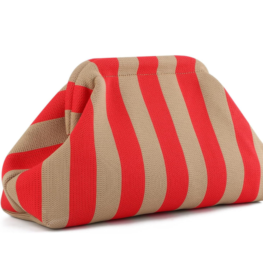 LC Stripes Clutch in Red + Tan