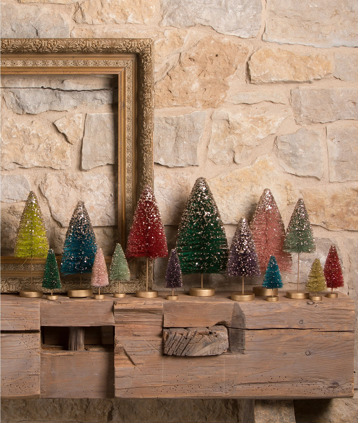 Jewel Tone Bottle Brush Christmas Trees