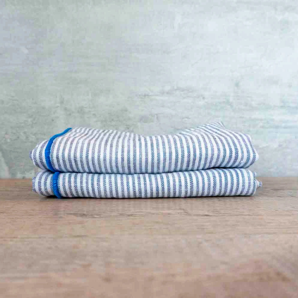 Blue Pin Stripe Linen Napkins