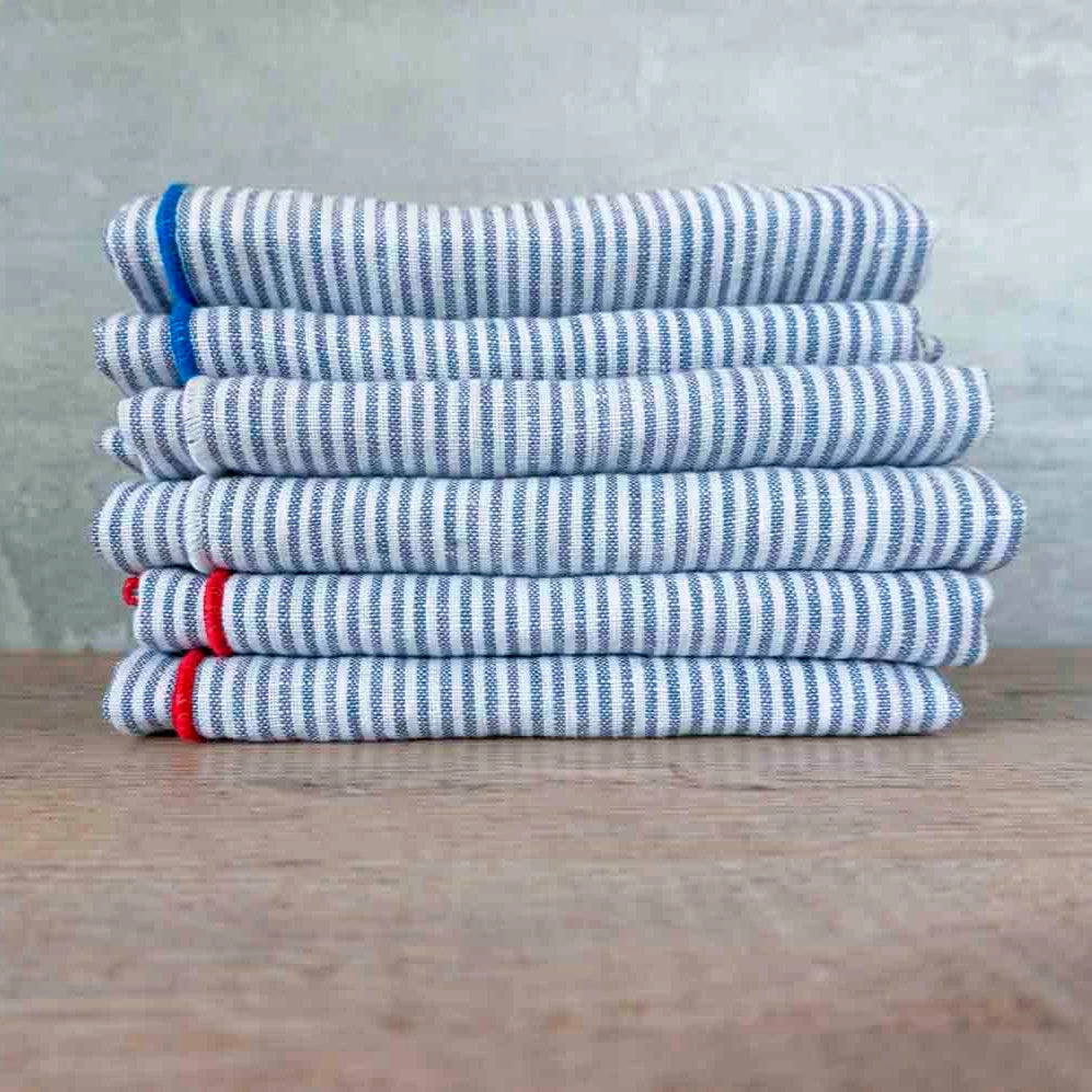 Blue Pin Stripe Linen Napkins