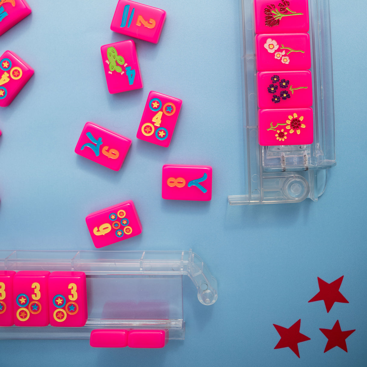 Blue Corner Stars Mahjong Mat"
