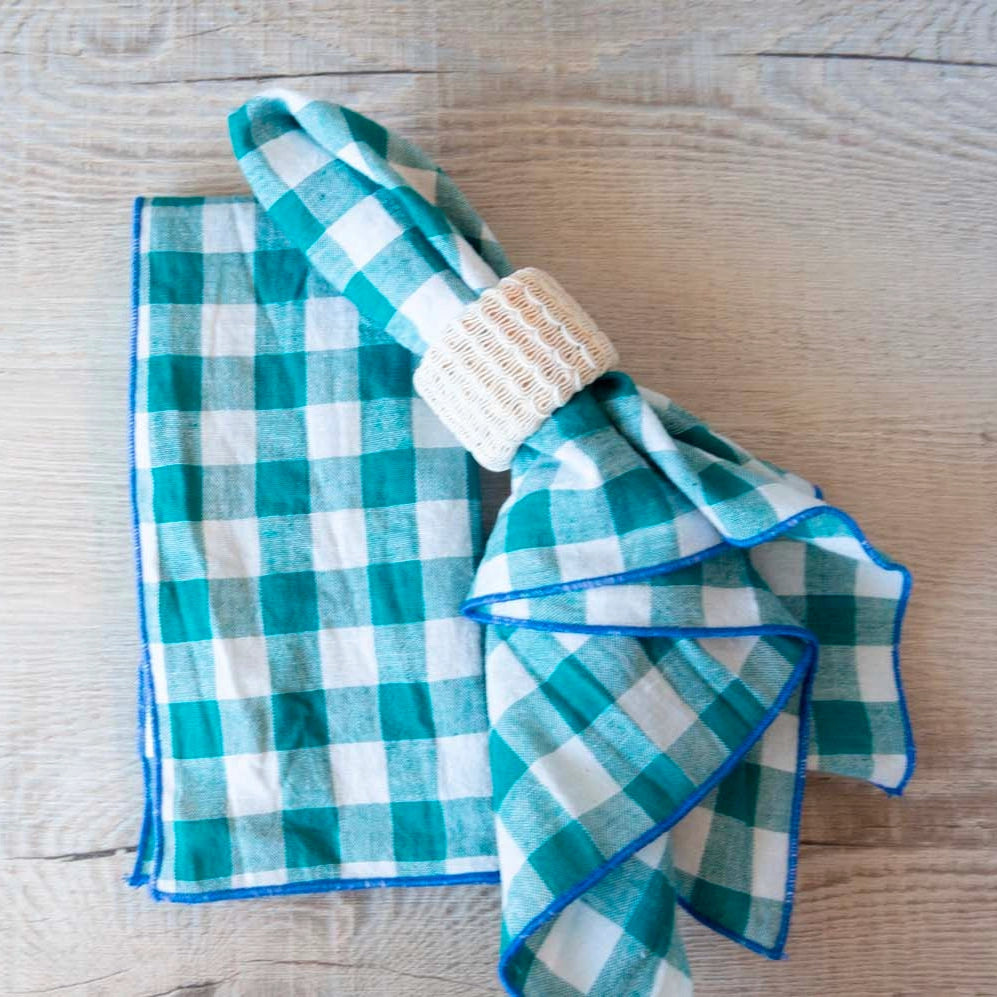 Gingham Cloth Napkins with Trim