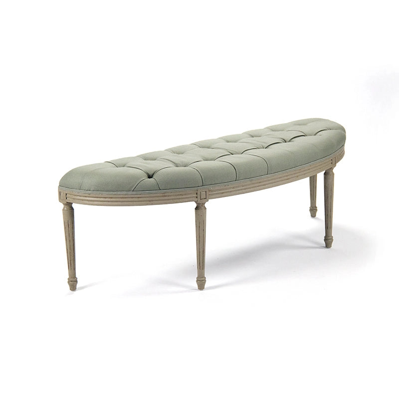 Louis Curve Bench in Sage Linen