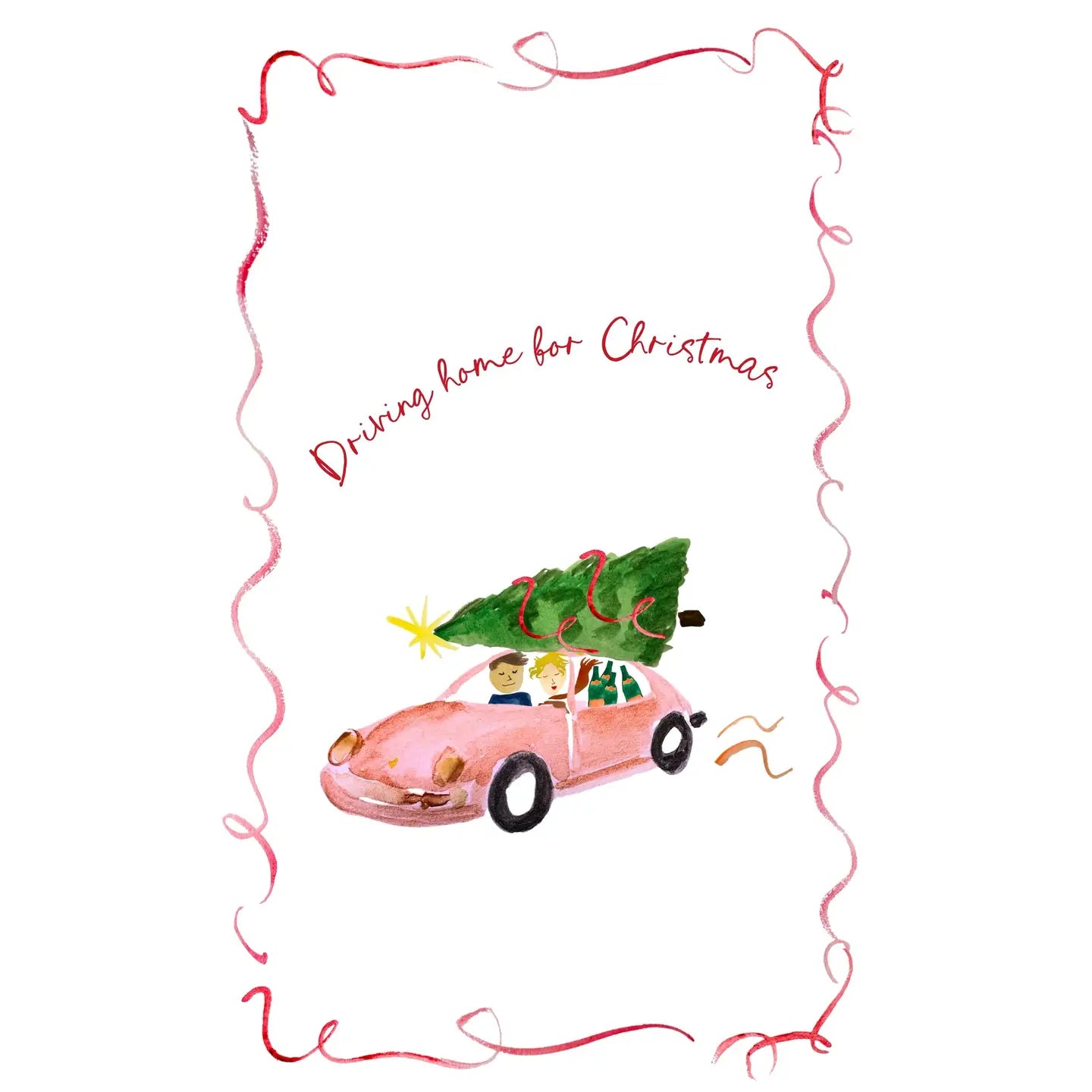 Driving Home for Christmas Tea Towel