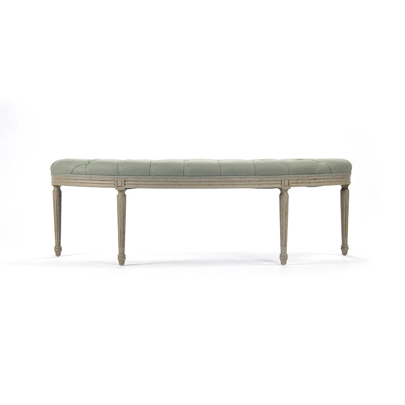 Louis Curve Bench in Sage Linen