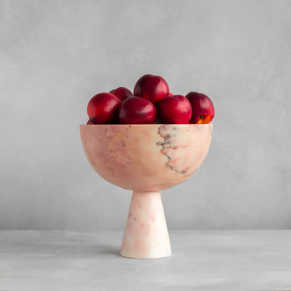 Large Pink Marble Pedestal Bowl