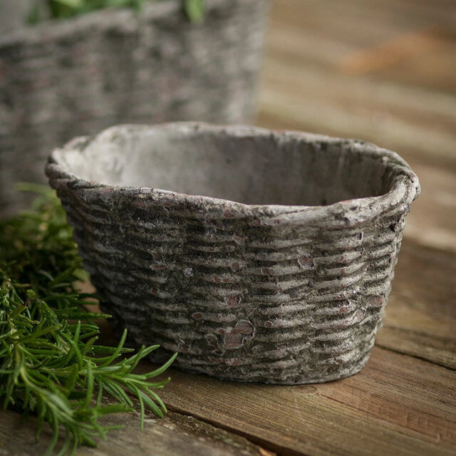 Small Oval Concrete Basket Container