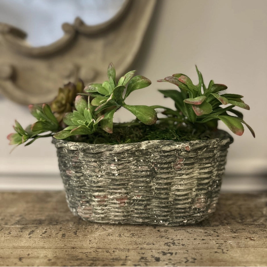 Small Oval Concrete Basket Container