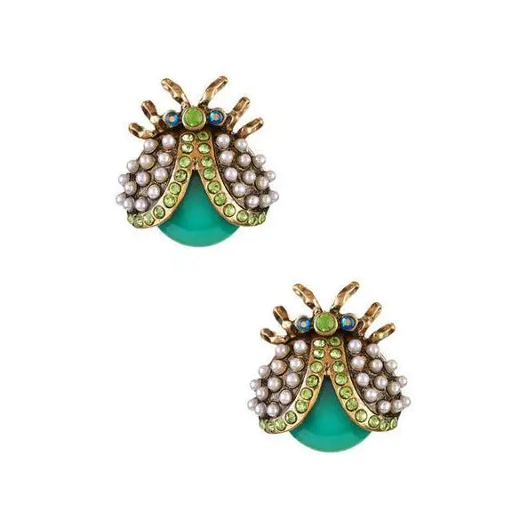 Green Beetle Earrings