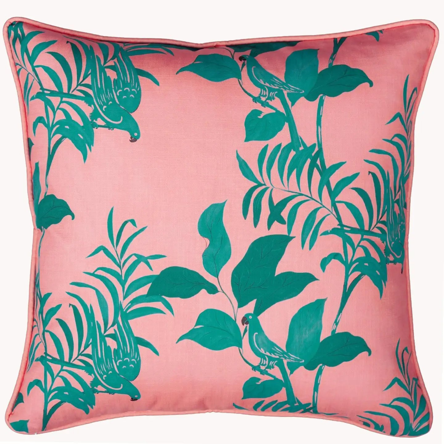 Pink + Green Paule Marrot Parrots Pillow | Set of 4