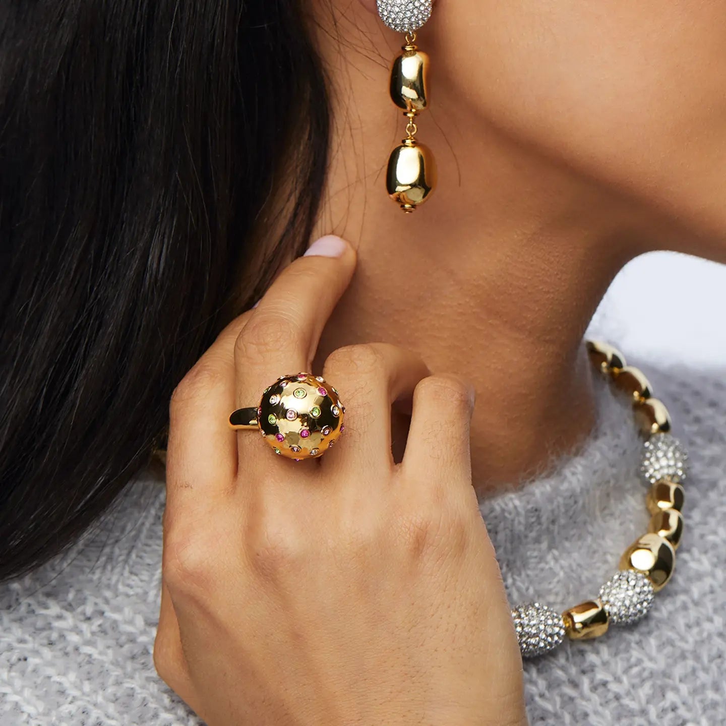 Jeweled Meadow Dome Ring