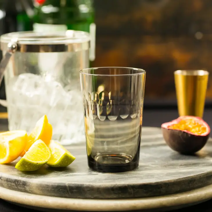 Smoky Crystal Tumblers with Lens Design | Set of 2