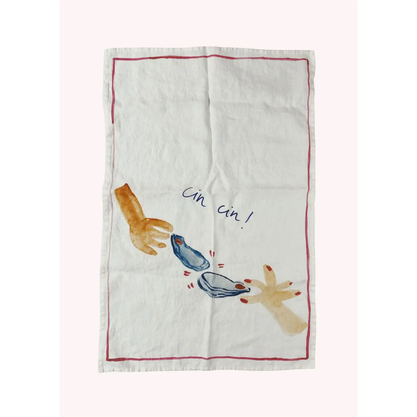 Cin Cin Oyster Cheers Linen Tea Towel