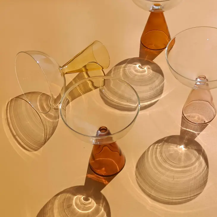 Colorful Handblown Coupe Glasses