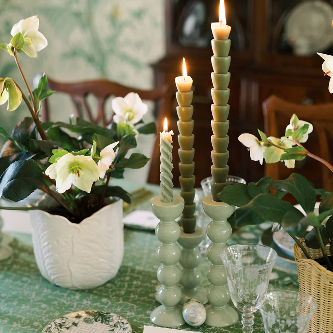 Sage Bobbin Candlesticks
