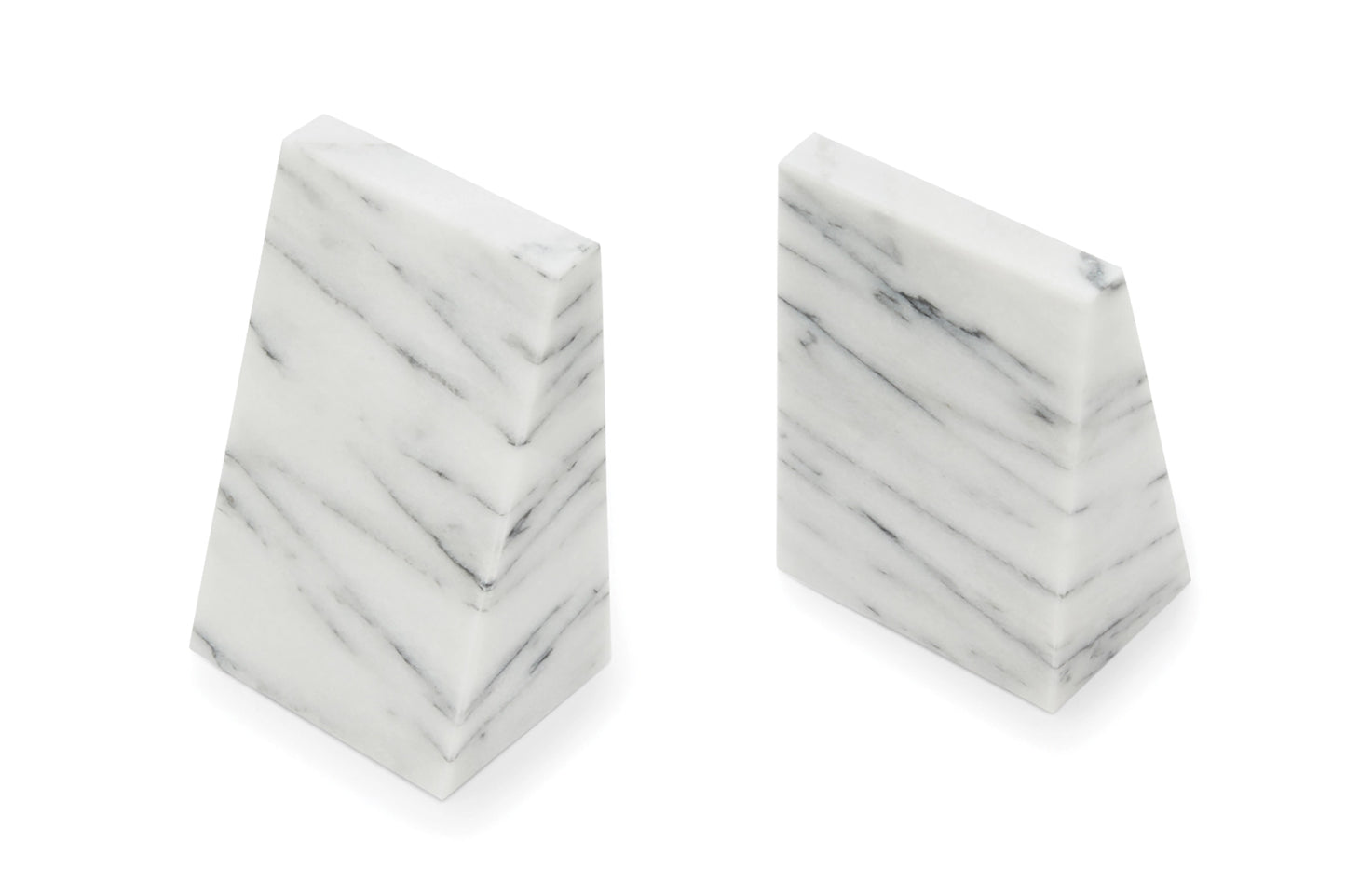 White Marble Triangle Bookend Set