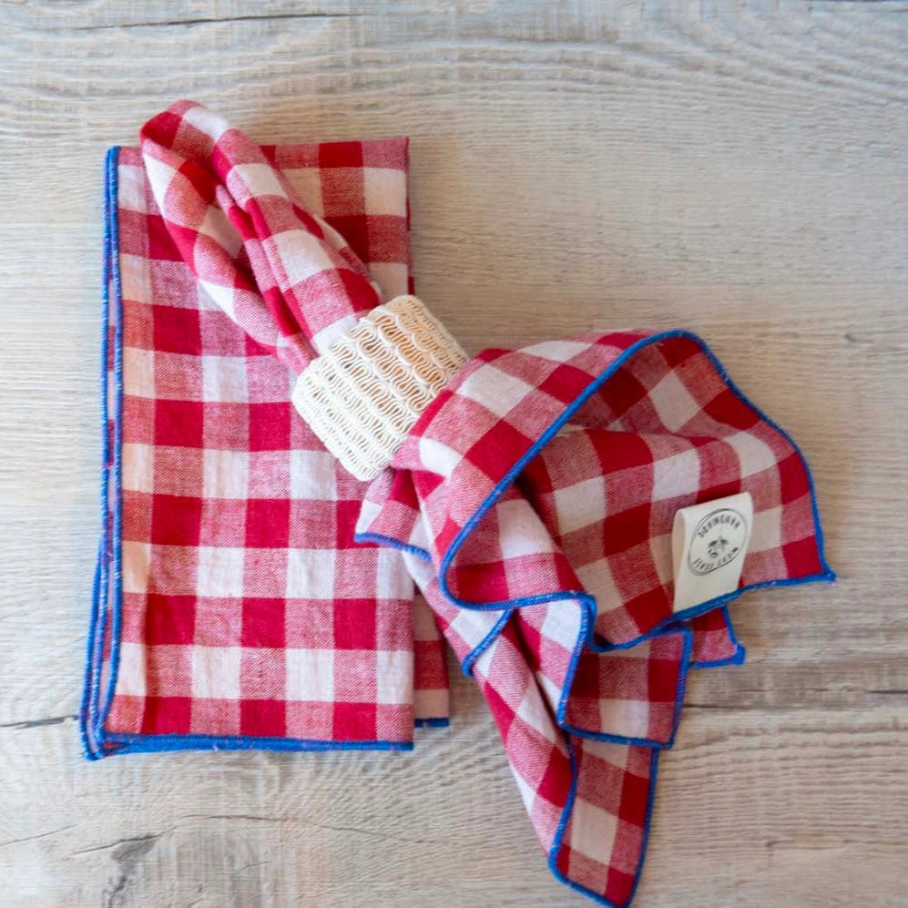 Gingham Cloth Napkins with Trim
