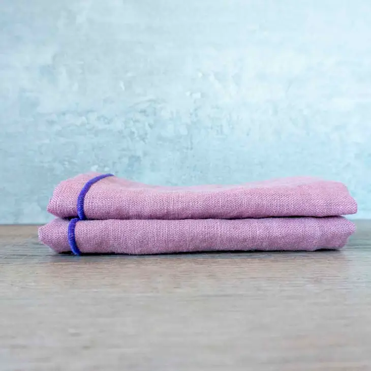 Lilac Linen Napkins with Purple Trim