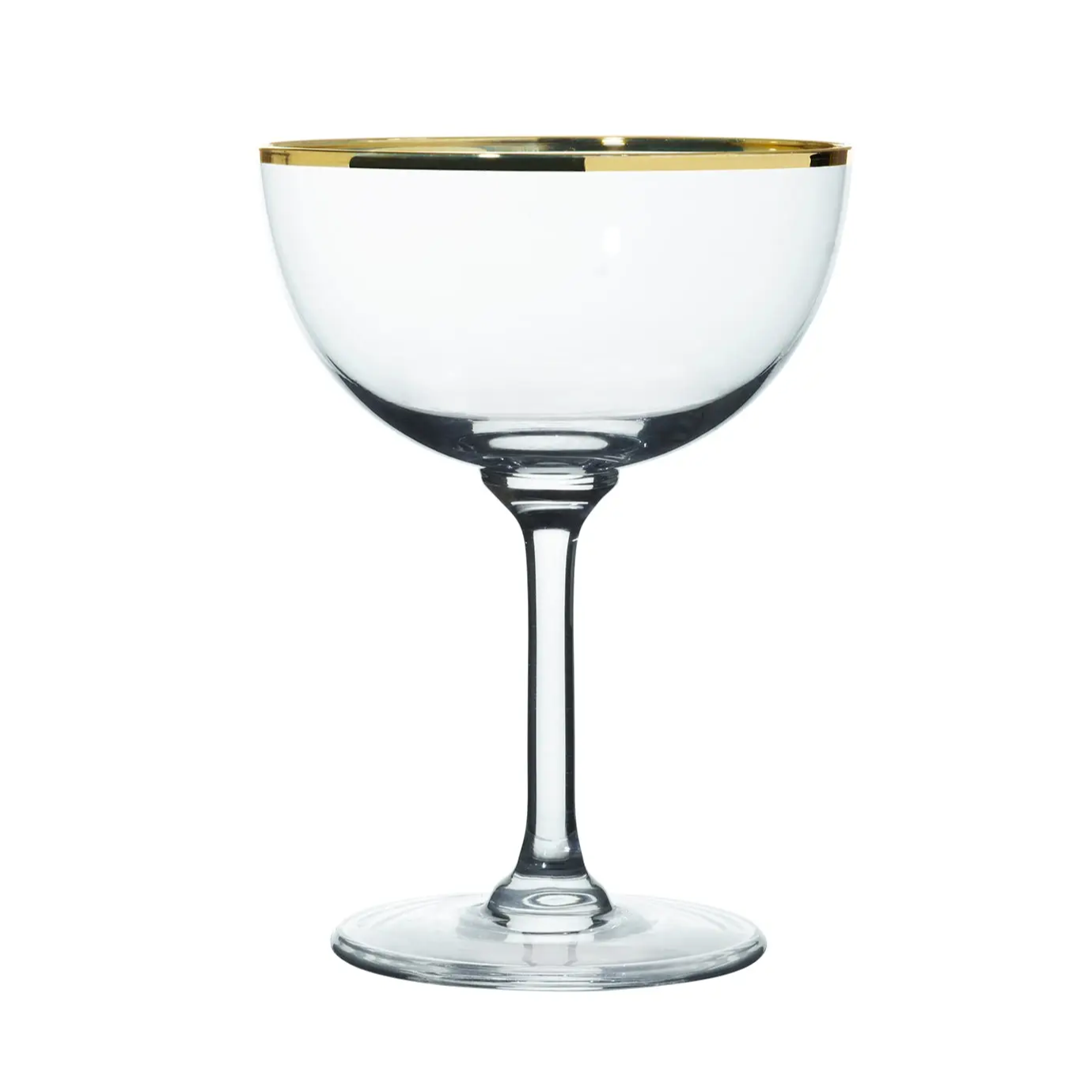 Crystal Champagne Coupes with Gold Rim | Set of 2