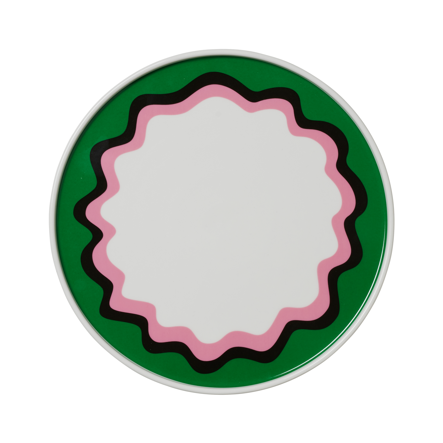 Green + Pink Wave Border Plate