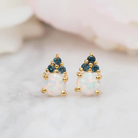 Opal + London Blue Topaz Doublet Studs