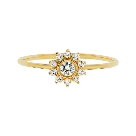 Diamond Sunflower 14kt Gold Ring