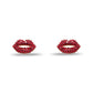 Lipstick Red Crystal Pave Kiss Stud Earrings