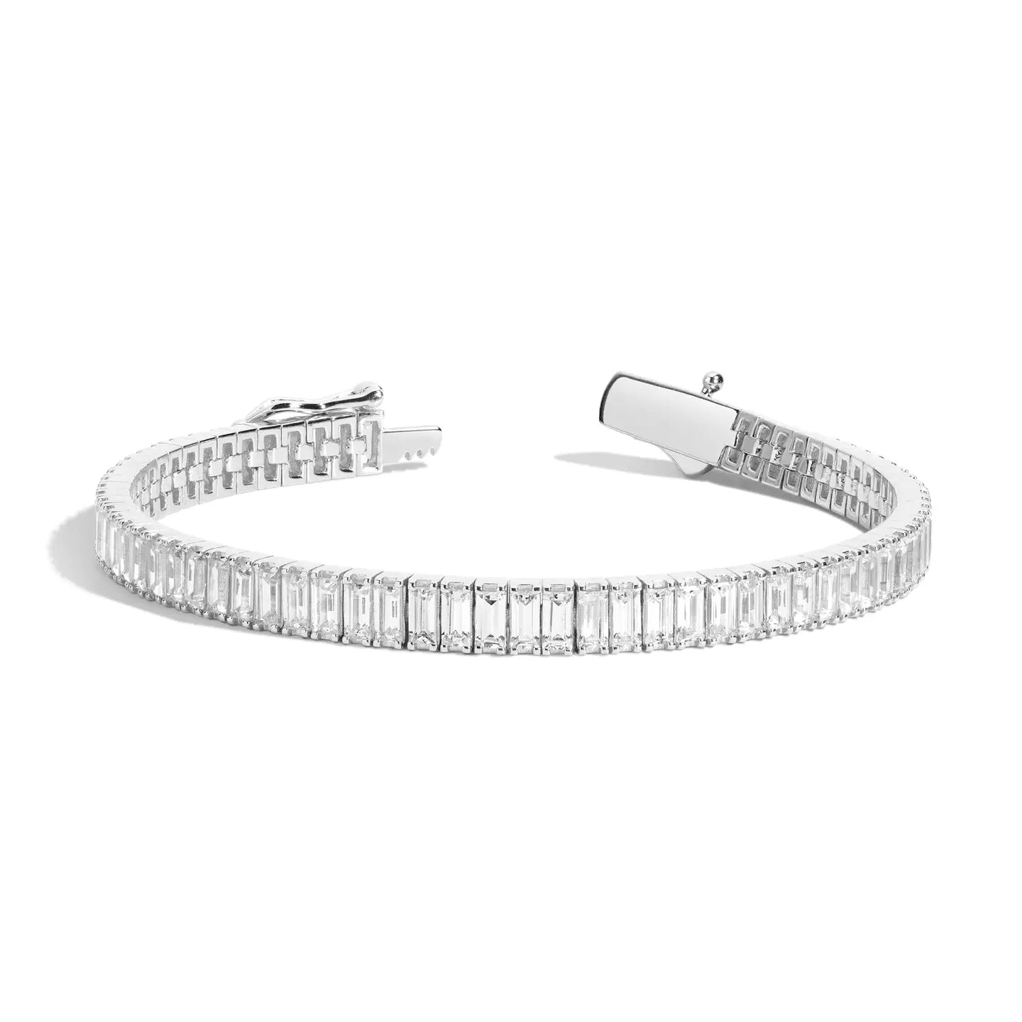 Lab Grown White Sapphire Baguette Tennis Bracelet