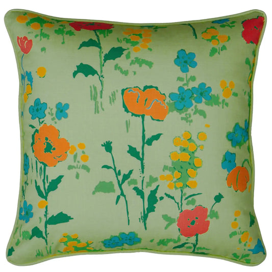 Green Poppies Paule Marrot Parrots Pillow | Set of 4