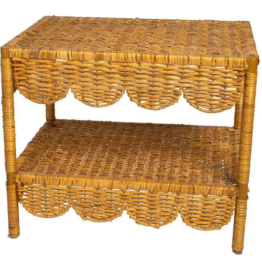 Small Scalloped Wicker Side Table