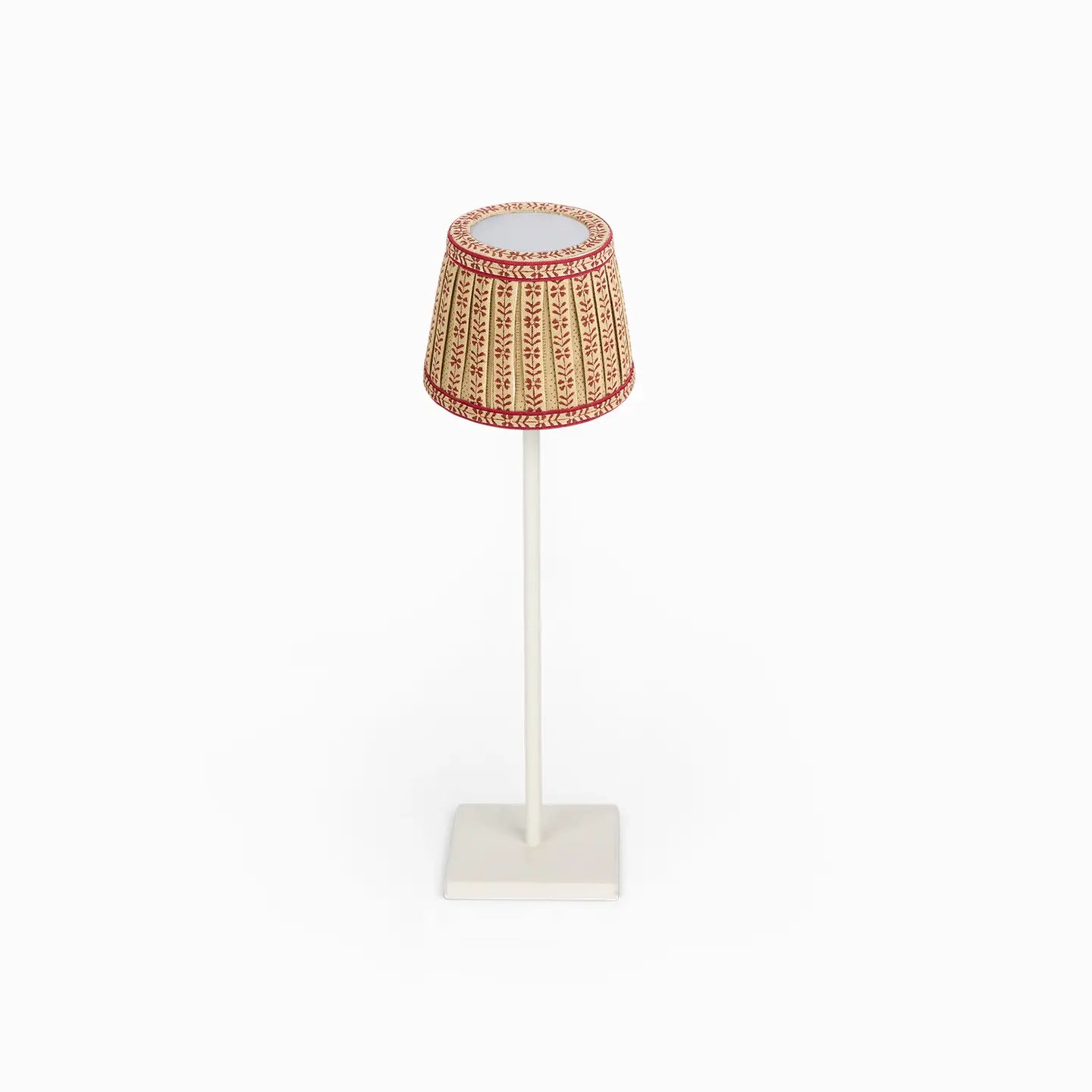 Ochre Red Floral Stripe Block Print Lampshade