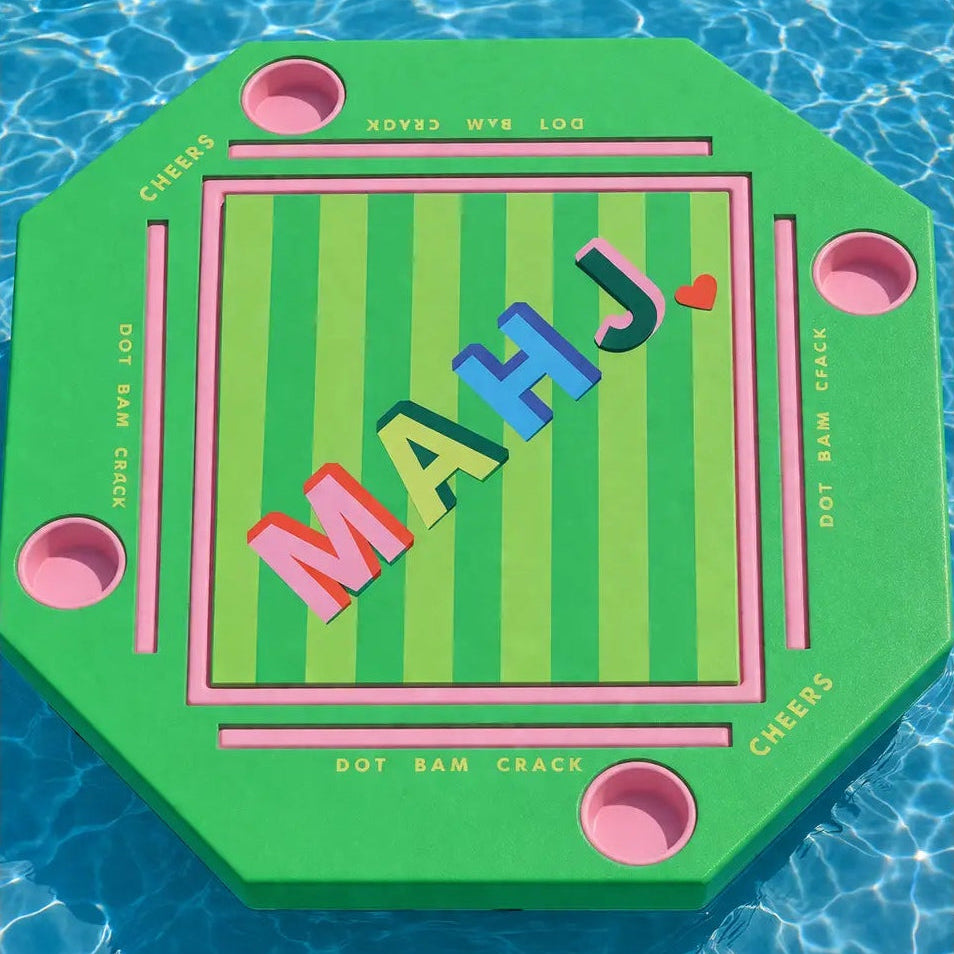 Pink + Green Floating Mahjong Tile Mat