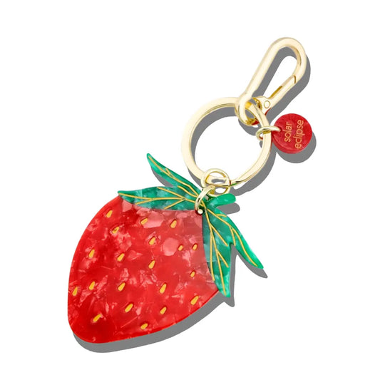 Hand-Painted Strawberry Bag Charm + Keychain