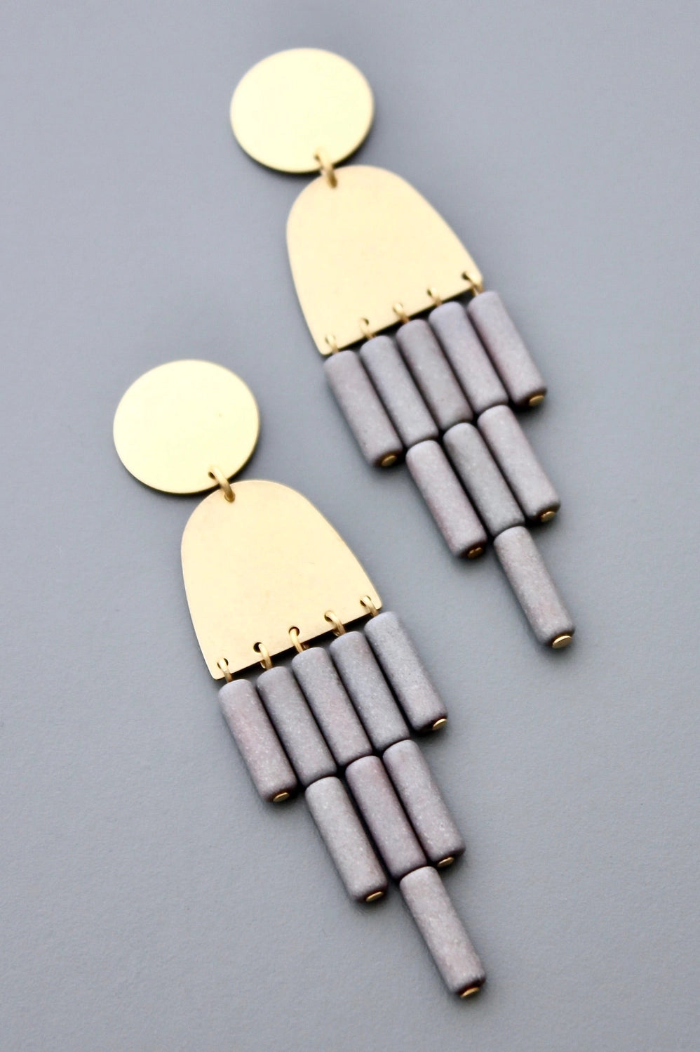 Geometric Gray Post Earrings