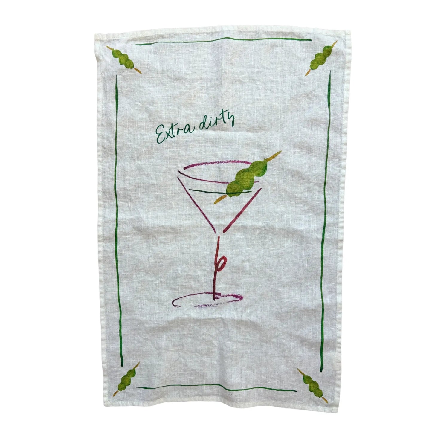 Extra Dirty Martini Linen Tea Towel