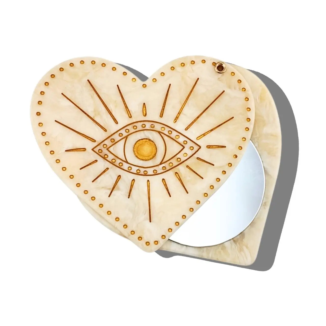 Hand-Painted Celestial Heart Compact Mirror