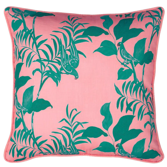 Pink + Green Paule Marrot Parrots Pillow | Set of 4