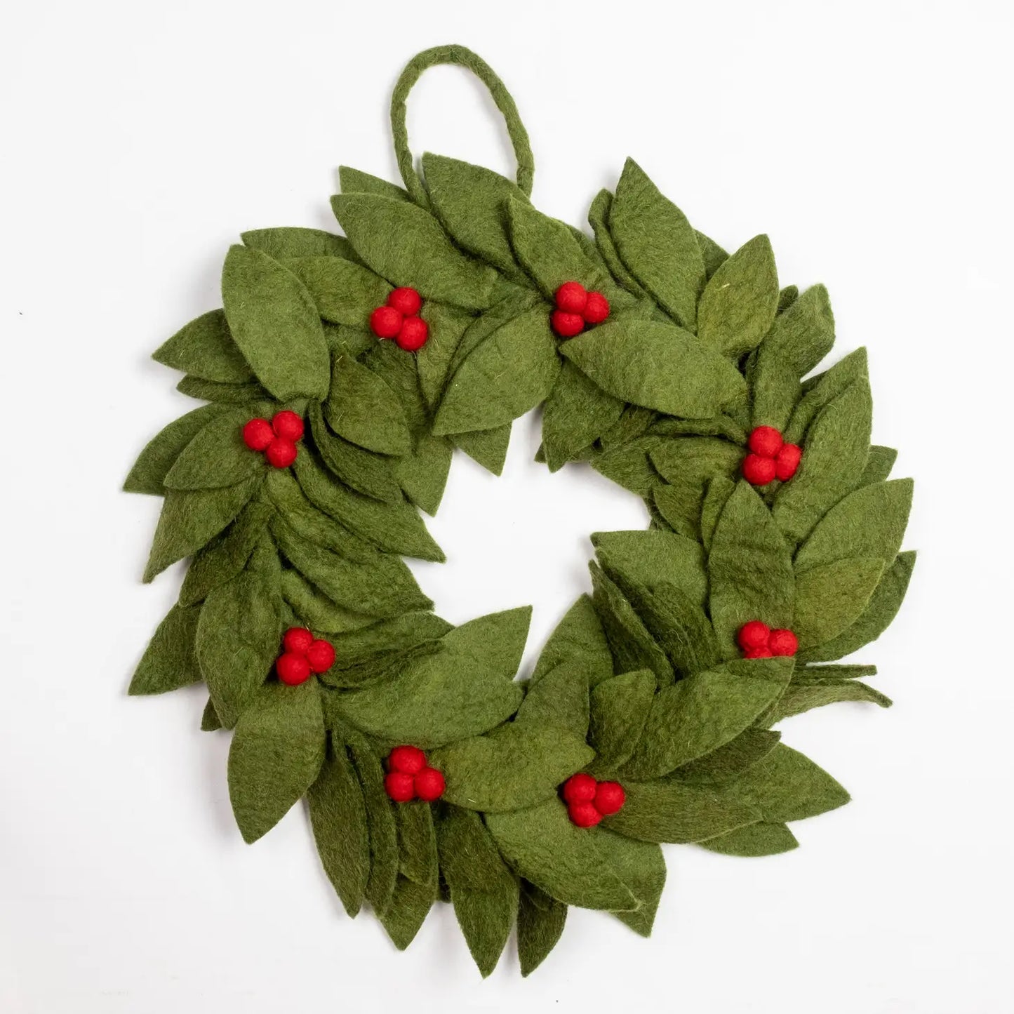 Green Felt Holly Berry Wreath