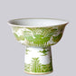 Green + White Porcelain Fish and Lotus Large Footed Bowl