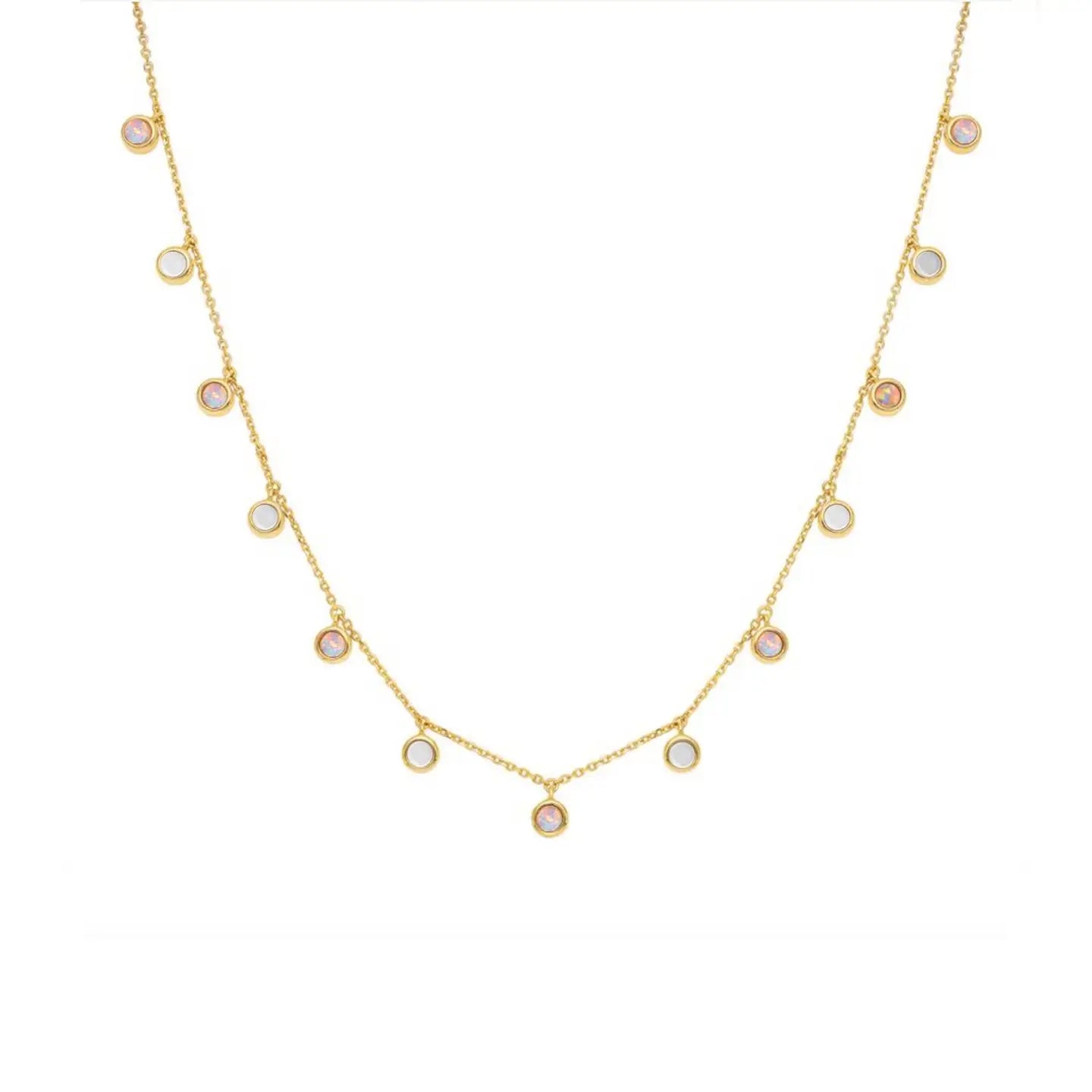 Opal + Mother of Pearl Shimmer Disc Pendant