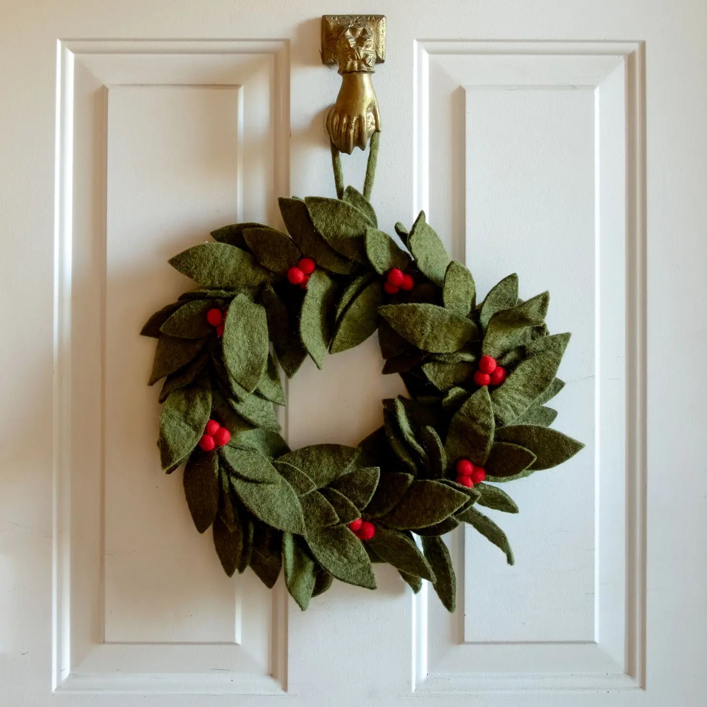 Green Felt Holly Berry Wreath