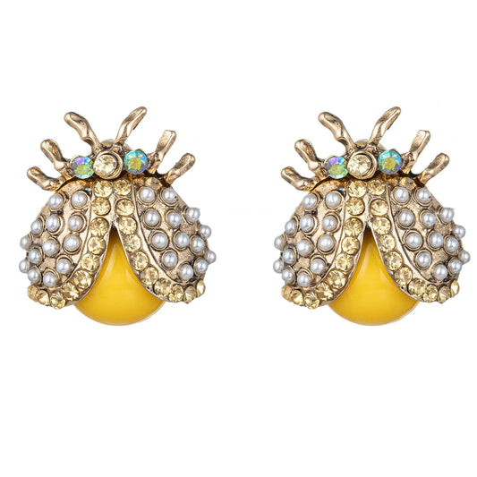 Yellow Beetle Earrings