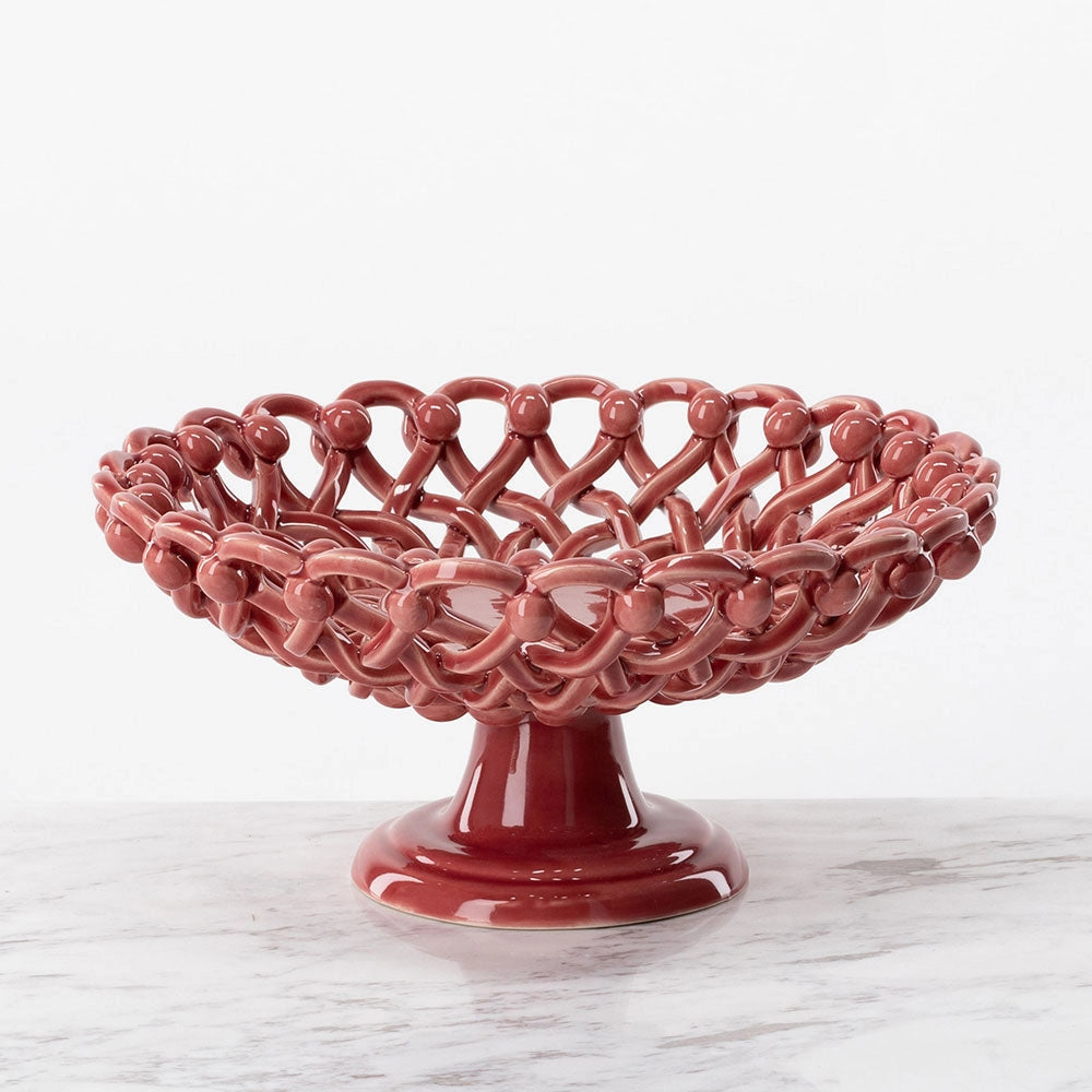 Old Rose Braided Footed Bowl