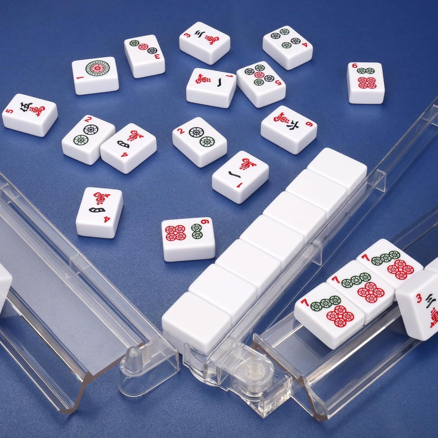 Acrylic Mahjong Racks with Pushers | Set of 4