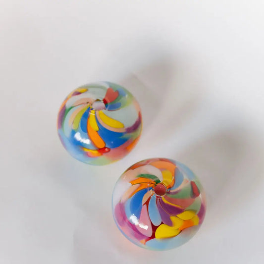 Glass Blown Rainbow Round Bud Vase