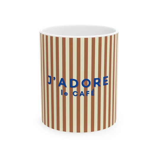 J'adore Le Cafe Striped Ceramic Mug